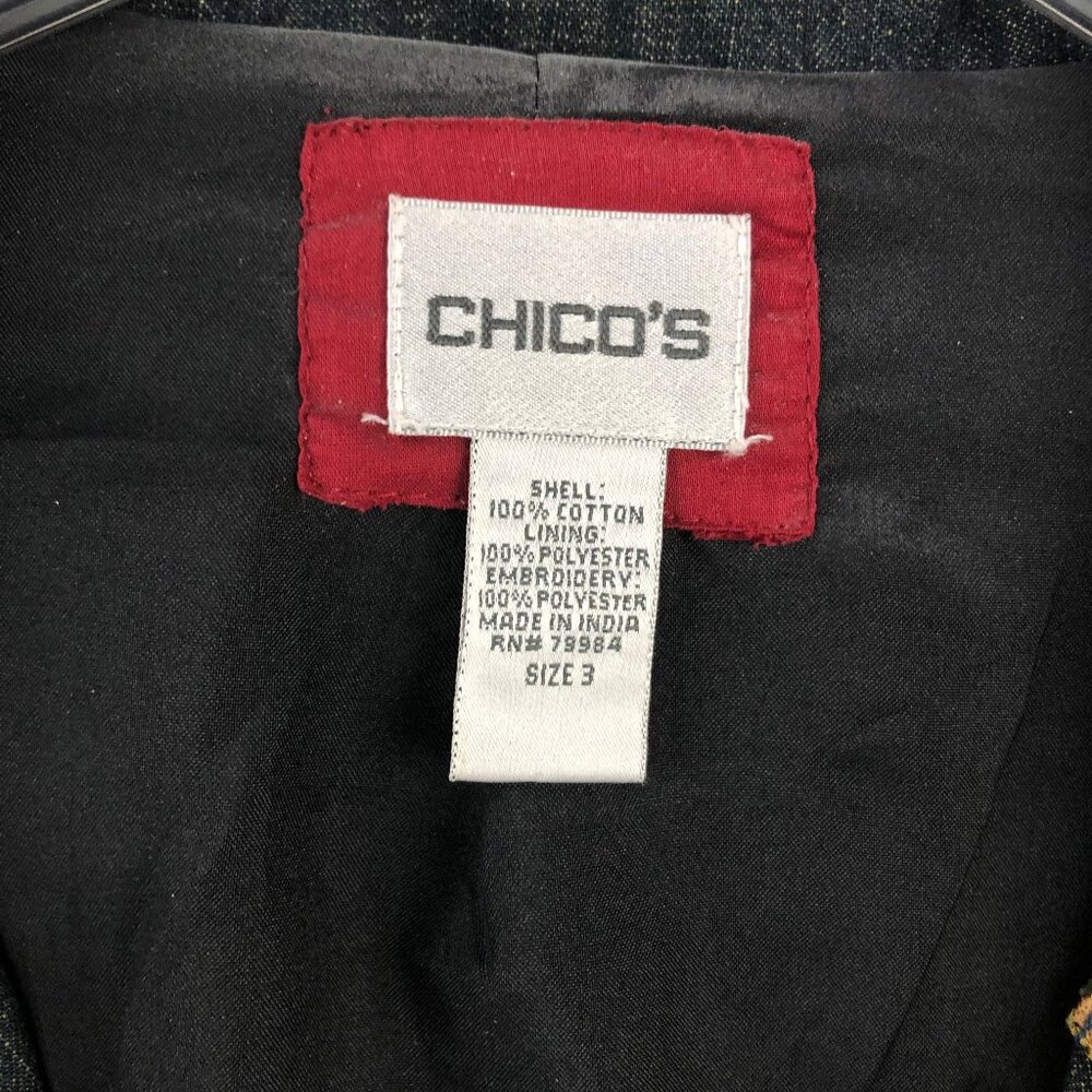 Chico's Embroidered Denim Jacket Size 3 (XL) - Picture 3 of 3
